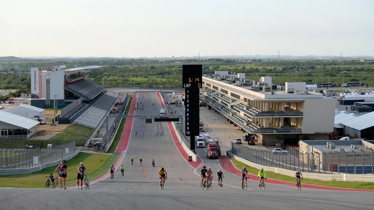 Turn 1 Elevation and Hill Approach Steep uphill approach to Turn 1 at Circuit of the Americas Austin GP