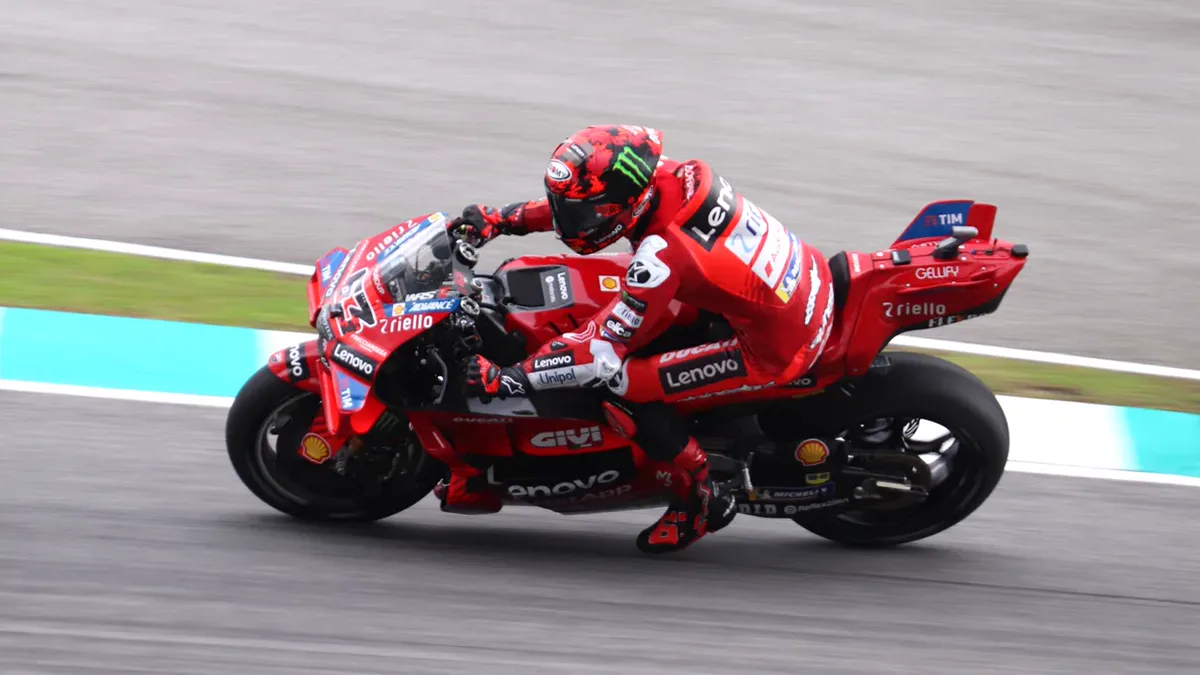Factory Ducati Desmosedici prototype equipped with advanced carbon aerodynamic winglets and diffusers
