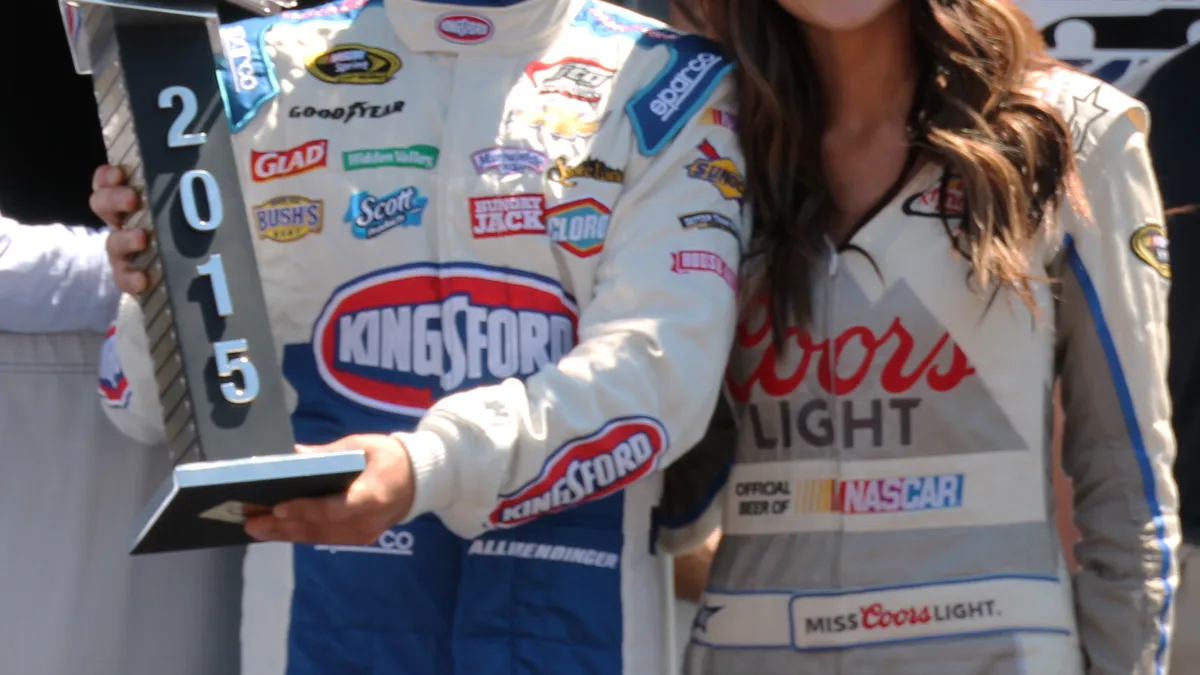 Stock Car Driver Costume Sponsor Patch Layout Stock car nascar costume suit display showing chest sponsor patches and belted waist styling